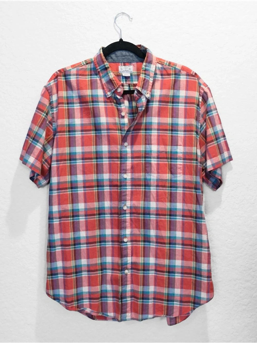 J. Crew Plaid Short Sleeve Button Down Shirt Size XL Multicolor Preppy Western